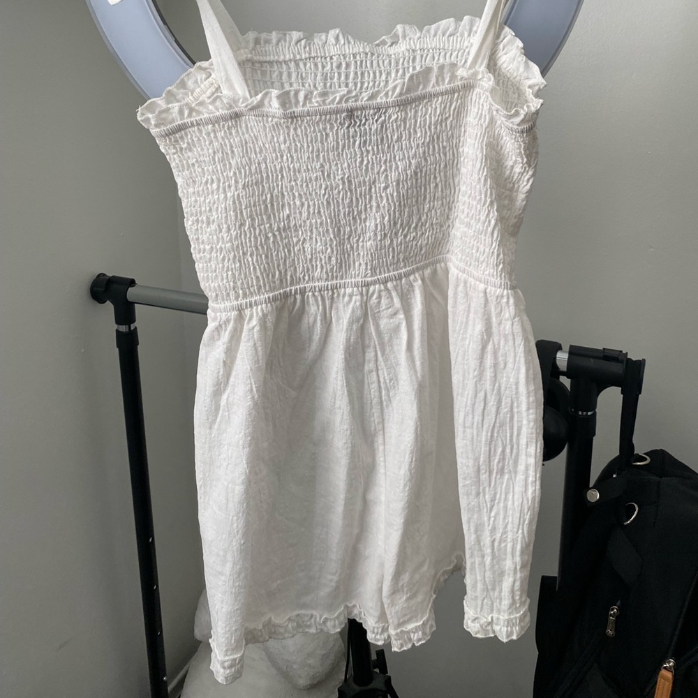 Knotted shoulder ribbed romper